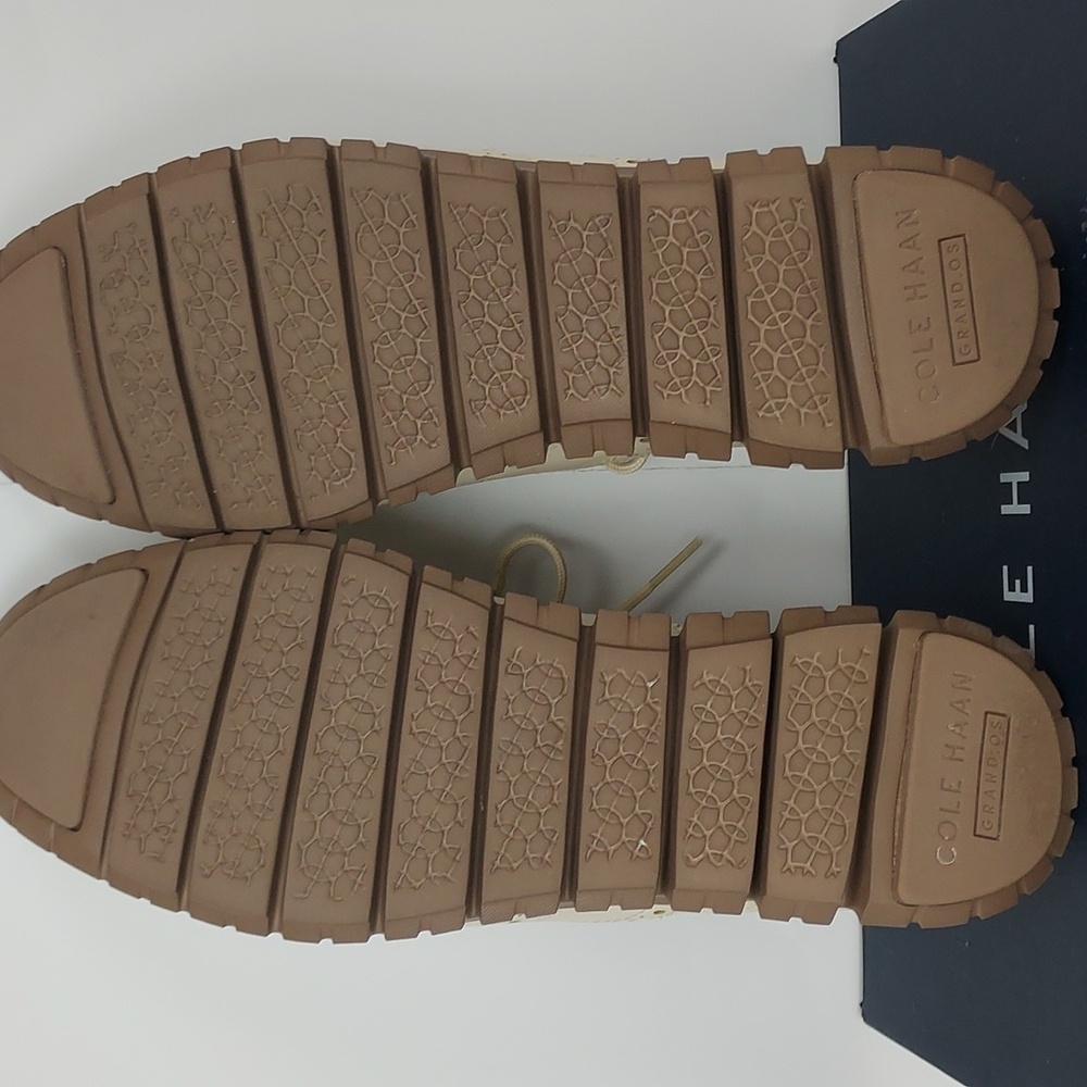 Cole Haan Cream Wingtip Sneakers with Brown Sole - Picture 10 of 13